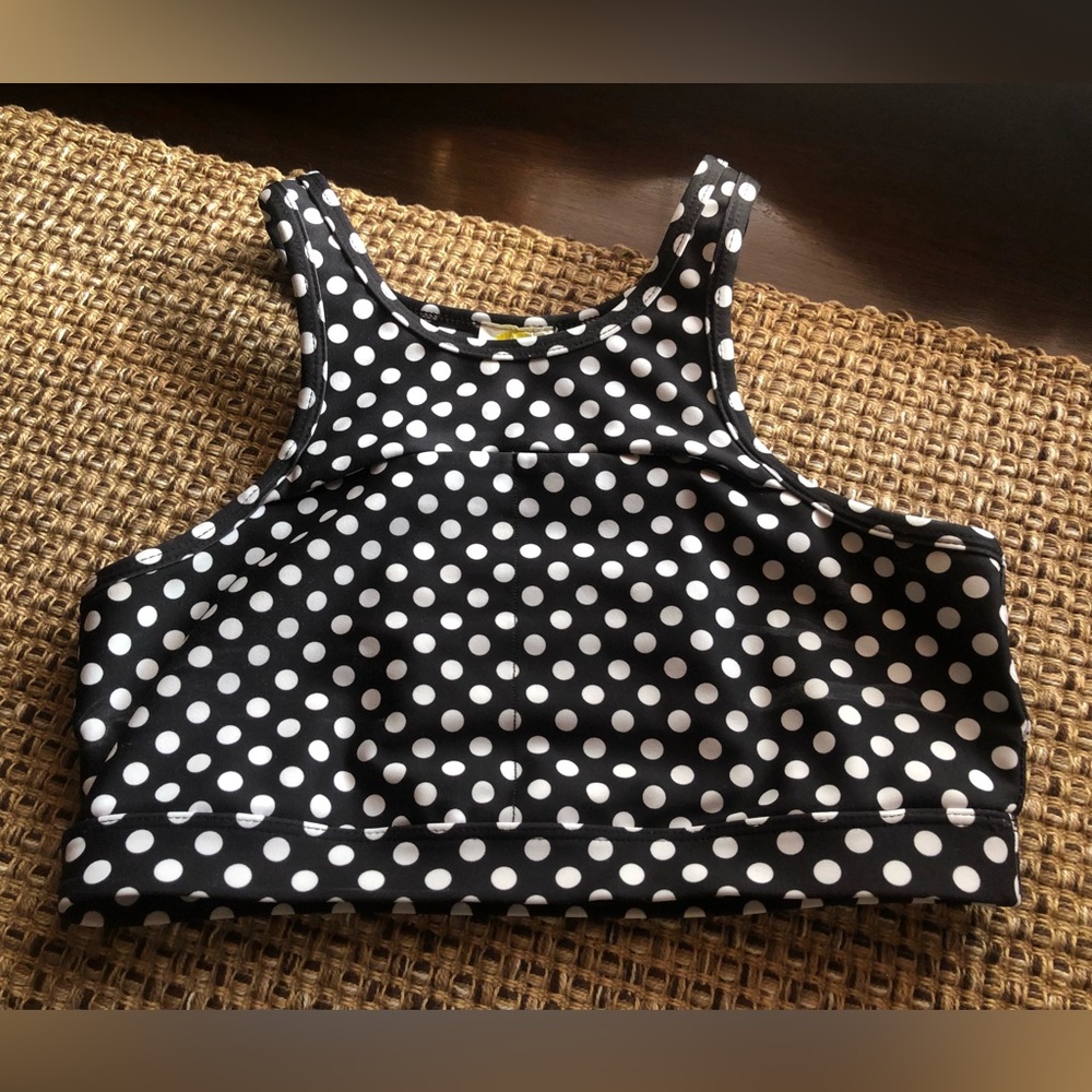 C&C California Black and White Polka Dot Sports Bra XS